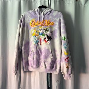 Sailor Moon Lavender Tie-Dye Hoodie Fandom Anime Con Warm Winter Sweater